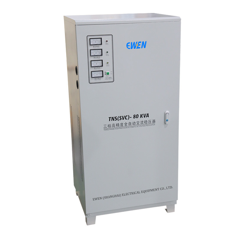 80KVA Estabilizador de tensão industrial de três fases Regulador automático de tensão 380VAC 400VAC com servomotor