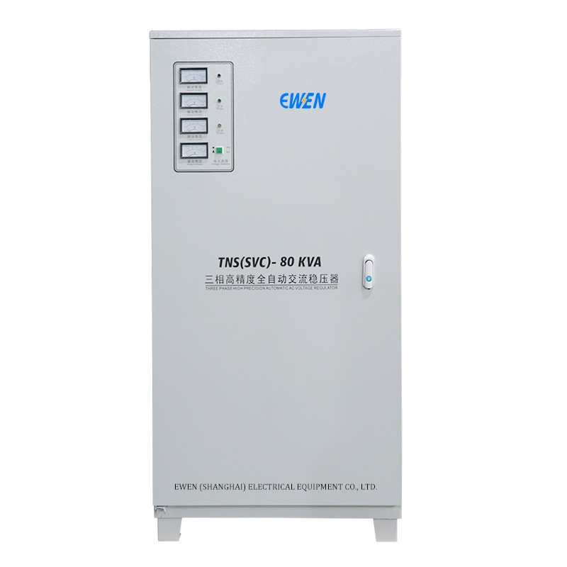 80KVA Estabilizador de tensão industrial de três fases Regulador automático de tensão 380VAC 400VAC com servomotor